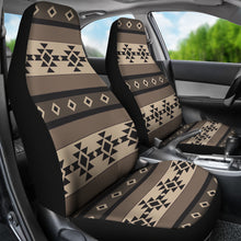 Load image into Gallery viewer, Neutral Brown, Black and Tan Tribal Boho Car Seat Covers Set of 2