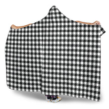 Load image into Gallery viewer, Black White Buffalo Plaid Hooded Blanket Express Shipping Only