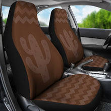Load image into Gallery viewer, Brown Cactus Chevron Car Seat Covers Set