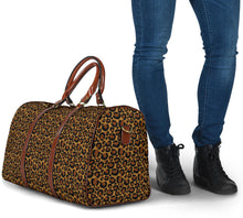 Load image into Gallery viewer, Leopard Print Travel Bag Duffel With Faux Leather Brown Handles