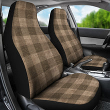 Load image into Gallery viewer, Dark Burlap Buffalo Plaid Car Seat Covers Seat Protectors Rustic Farmhouse