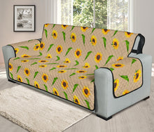 Load image into Gallery viewer, Tan With Rustic Sunflower Pattern 78" Seat Width Sofa Protector Couch Slip Cover