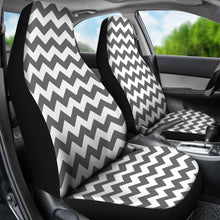 Load image into Gallery viewer, Gray and White Chevron Car Seat Covers Set