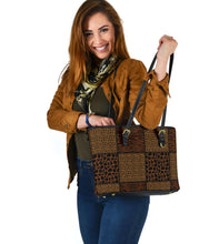 Load image into Gallery viewer, Animal Print Safari Patchwork Tote Bag Vegan Leather