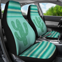 Load image into Gallery viewer, Teal, Blue, Tan, Serape Cactus Design Car Seat Covers Set