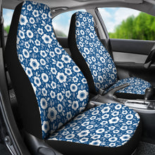 Load image into Gallery viewer, Classic Blue Car Seat Covers With White Flowers and Rain Drops