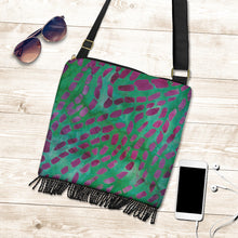 Load image into Gallery viewer, Green and Pink Batik Pattern Boho Bag Crossbody Shoulder Strap Purse