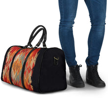 Load image into Gallery viewer, Abstract Tribal Travel Bag Duffel With Black Faux Leather Handles