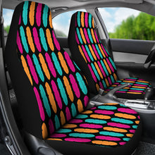 Load image into Gallery viewer, Colorful Boho Feathers on Black Background Car Seat Covers Pink, Teal and Orange