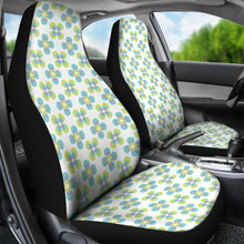 Load image into Gallery viewer, White With Green Retro Hippie Flower Pattern Car Seat Covers Set