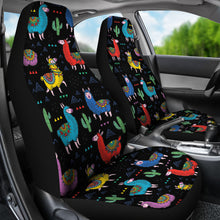 Load image into Gallery viewer, Black With Colorful Llamas Car Seat Covers Seat Protectors