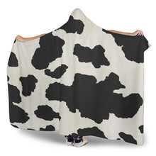 Load image into Gallery viewer, Cow Pattern Black and White Hooded Blanket With Sherpa Lining