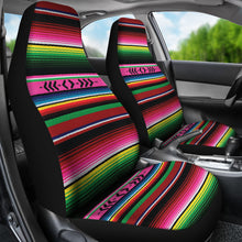 Load image into Gallery viewer, Bright Colored Pink, Green and Red Serape Style Car Seat Covers Set