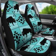Load image into Gallery viewer, Turquoise and Black Ethnic Buffalo Tribal Pattern Car Seat Covers