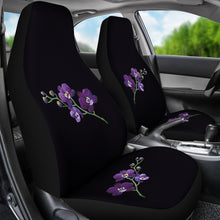 Load image into Gallery viewer, Black With Purple Orchids Car Seat Covers