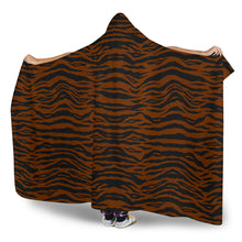 Load image into Gallery viewer, Dark Tiger Print With Hooded Blanket Sherpa Lining Animal