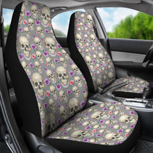 Load image into Gallery viewer, Gray With Skulls and Pink and Purple Roses Car Seat Covers Seat Protectors