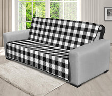 Load image into Gallery viewer, Black White Buffalo Plaid 70" Futon Sofa Couch Protector Farmhouse Decor