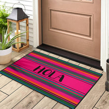 Load image into Gallery viewer, Hola Door Mat Black With Colorful Serape Pattern