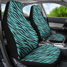 Load image into Gallery viewer, Turquoise Teal Zebra Stripe Animal Print Car Seat Covers