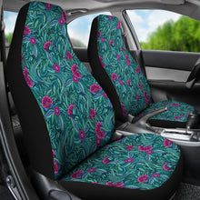 Load image into Gallery viewer, Teal and Magenta Abstract Floral Pattern Car Seat Covers