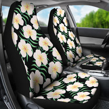 Load image into Gallery viewer, Black With Large Plumeria Frangipani Flower Pattern Hawaiian Island Floral Car Seat Covers