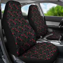Load image into Gallery viewer, Dark Charcoal Gray Car Seat Covers With Lipstick Tubes Pattern Makeup Beauty Boss