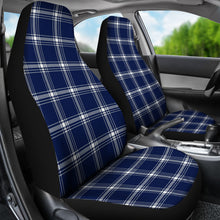 Load image into Gallery viewer, Navy Blue and White Plaid Tartan Car Seat Covers Seat Protectors