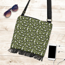 Load image into Gallery viewer, Green Leopard Print Boho Fringe Purse Crossbody Shoulder Bag