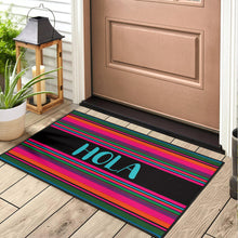 Load image into Gallery viewer, Hola Door Mat Black With Colorful Serape Pattern