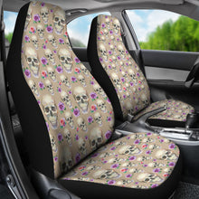 Load image into Gallery viewer, Tan With Skulls and Roses Car Seat Covers
