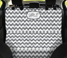 Load image into Gallery viewer, Charlie Pet Seat Cover Gray and White Chevron Back Bench Protector