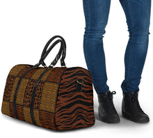 Load image into Gallery viewer, Animal Print Patchwork Travel Bag Duffel Bag Luggage With Tiger Striped Sides