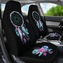 Load image into Gallery viewer, Dreamcatcher Car Seat Covers Black With Teal, Purple and Blue Boho Flower Design