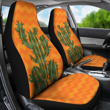 Load image into Gallery viewer, Orange and Green Ombre Chevron Cactus Design Car Seat Covers Set