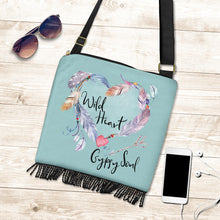 Load image into Gallery viewer, Wild Heart Gypsy Soul Boho Fringe Purse Crossbody Canvas Shoulder Bag