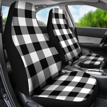 Load image into Gallery viewer, Black and White Large Print Buffalo Plaid Car Seat Covers Set