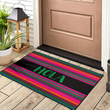 Load image into Gallery viewer, Hola Door Mat Black With Colorful Serape Pattern