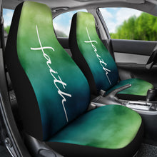 Load image into Gallery viewer, Faith Green and Blue Watercolor Car Seat Covers Religious Christian Themed