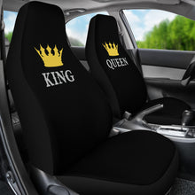 Load image into Gallery viewer, King and Queen His and Hers Car Seat Covers Set In Black