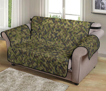 Load image into Gallery viewer, Camo Love Seat Protector Slip Cover Green, Brown and Gray Camouflage 54" Seat Width