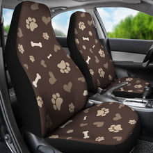 Load image into Gallery viewer, Dog Love In Brown With Dog Paws, Bones and Hearts Pattern Car Seat Covers