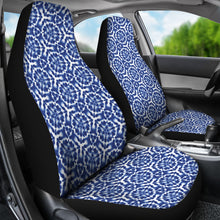 Load image into Gallery viewer, Blue White Shibori Dye Car Seat Covers Abstract Ethnic Boho Pattern
