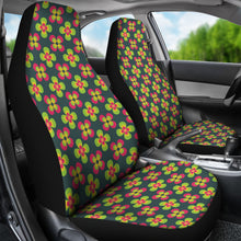 Load image into Gallery viewer, Dark Green With Colorful Retro Flowers Car Seat Covers