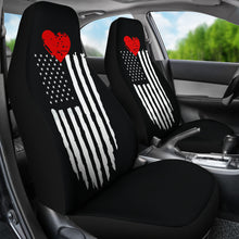 Load image into Gallery viewer, Distressed American Flag With Heart On Top Seat Covers Set