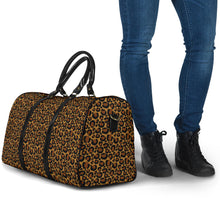 Load image into Gallery viewer, Leopard Print Travel Bag Duffel With Black Faux Leather Handles