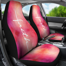 Load image into Gallery viewer, Faith Word Cross In White On Pink Watercolor Car Seat Covers Religious Christian Themed