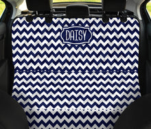 Load image into Gallery viewer, Daisy Back Seat Cover For Pets Navy and White Chevron Bench Protector