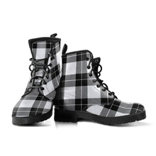 Load image into Gallery viewer, Black and White Tartan Plaid Boots Vegan Leather
