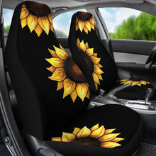 Load image into Gallery viewer, Large Sunflowers on Black Car Seat Covers Set